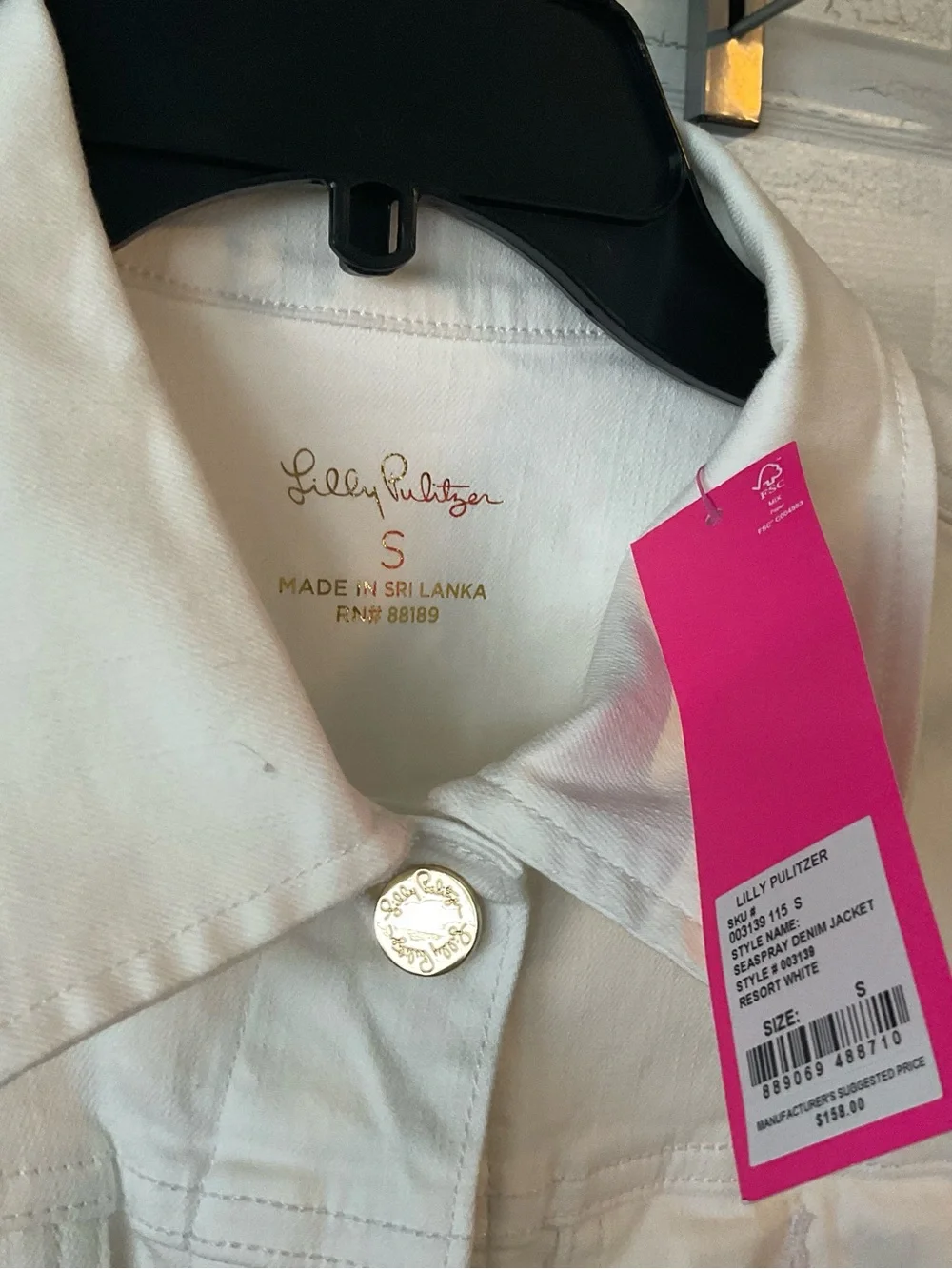 Lilly Pulitzer White Denim Jacket with Gold Buttons - Picture 2 of 5